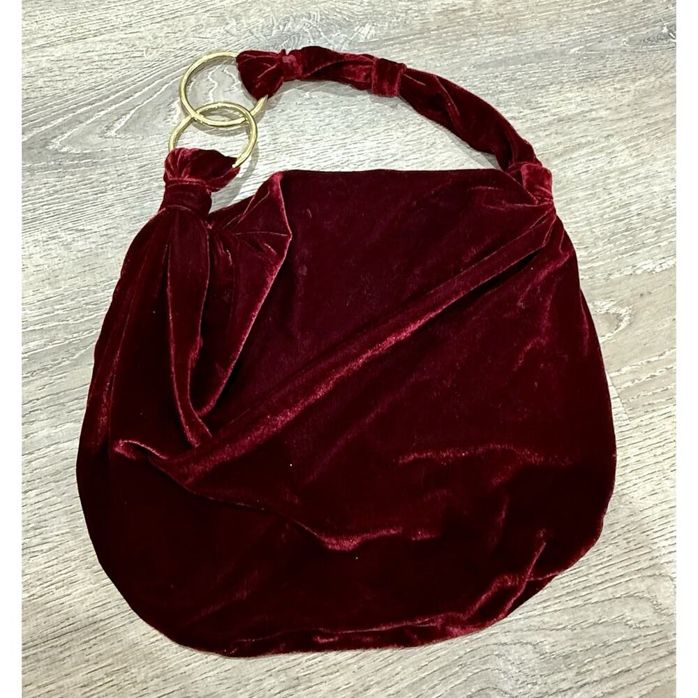 Cul-de-sac Shoulder Burgundy Velvet Womens Bag Medium